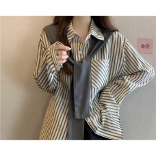 Kemeja Stripe Korean Aesthetic 